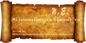 Miloszavlyevits Eleonóra névjegykártya